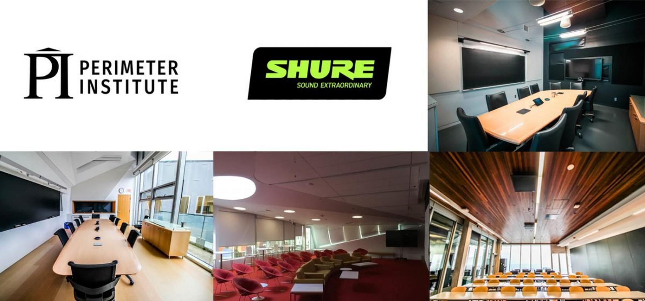 a collage of images of a conference room with a projector